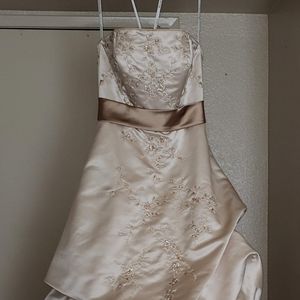 Strapless champagne wedding dress